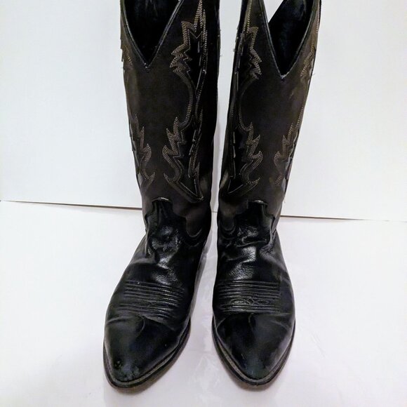 Laredo Black Leather Cowboy Boots Mens 9.5 Classic Western Rodeo Work Boots main image 4